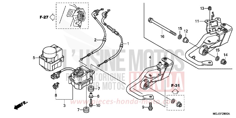 SERVO-MOTEUR de CBF1000F ABS PEARL COOL WHITE (NHA16) 2012